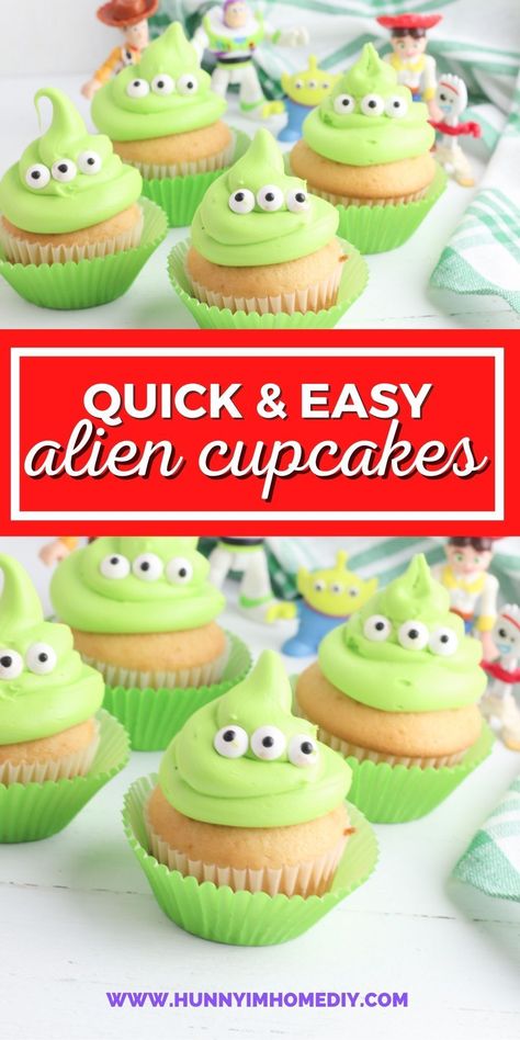 Party Snacks Adults, Toy Story Easy Cake, Third Birthday Cupcakes, Reach 4 The Stars Birthday Toy Story, Pixar Food Ideas, Toy Story Cupcakes Diy, Toy Story Alien Birthday Party, Toy Story Fourth Birthday Party Ideas, Toy Story Alien Cake Pops