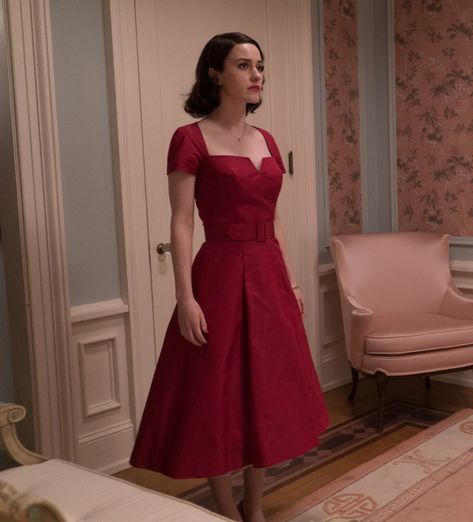 40s Red Dress, Mrs Marvelous Maisel, Maisel Marvelous Mrs, Marvellous Mrs Maisel Fashion, Marvoulous Mrs Maisel Outfits, Mrs. Maisel, The Marvelous Mrs Maisel Outfits, Midge Maisel Aesthetic, The Marvelous Mrs Maisel Fashion