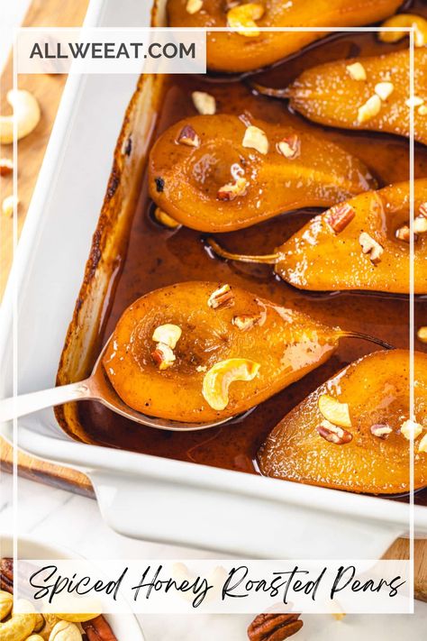 🍯 30-Minute Spiced Honey Roasted Pears! 🍐  Looking for a quick, delicious dessert? These pears are perfect!  ✨ Ready in 30 Minutes: Fast and easy! ✨ Warm & Sweet: Honey and spices make them taste amazing. ✨ Simple & Elegant: Easy to make but looks fancy. ✨ Naturally Sweet: Fresh pears and honey for a healthier treat.  Pin this for your next sweet craving! 🍯🍐  #EasyDessert #RoastedPears #QuickAndTasty #SweetAndSimple #ComfortFood Roast Pears Dessert, Pear Varieties, Roasted Pears, Fall Movies, Spiced Honey, Pear Cider, Pear Dessert, Roasted Pear, Baked Pears