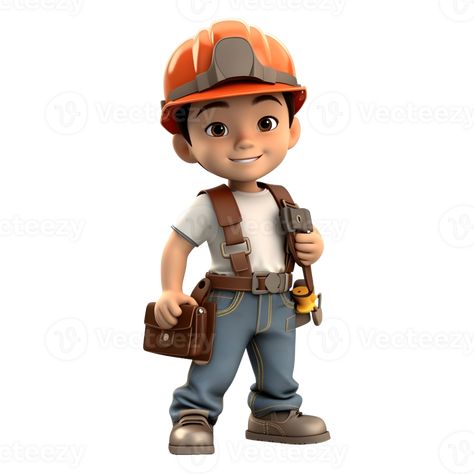 AI generated 3D Rendering of a Construction Worker on Transparent Background - Ai Generated Search Video, Construction Worker, Cityscape Photos, Nature Backgrounds, Heart With Arrow, Background Banner, 3d Rendering, Free Png, Transparent Background