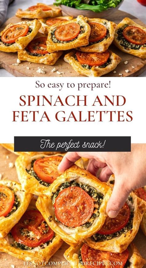 Feta Pastry, Puff Pastry Recipes Appetizers, Spinach Puff Pastry, Spinach Feta, Savory Pastry, Appetizer Bites, Flaky Pastry, Puff Pastry Recipes, Spinach And Feta