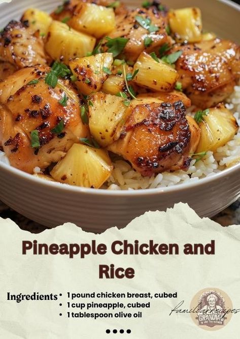 Chicken Pineapple Rice, Savory Chicken Recipes, Pineapple Rice Recipes, Pineapple Chicken And Rice, Rice Dinners, Chicken Chops, Kfc Style Chicken, Chicken Fillet Recipes, Cheesy Chicken Recipes