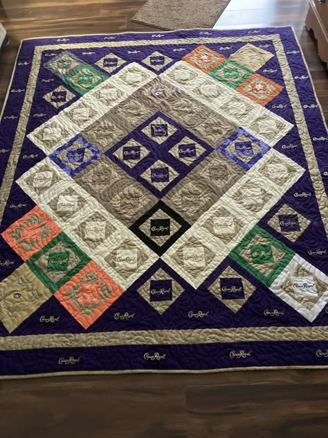 Crown Royal Bag Blanket, Crown Royal Bag Quilts, Crown Bag Quilt, Crown Royal Blanket Diy, Crown Royal Quilts Ideas Patterns, Crown Royal Quilt Pattern, Crown Royal Bags Ideas Diy, Kfc Original Fried Chicken Recipe, Crown Royal Bags Ideas