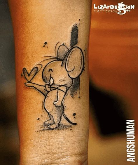 Tom and Jerry Tattoo Design Images (Tom and Jerry Ink Design Ideas) Tom Y Jerry Tattoo, Tom And Jerry Tattoo Design, Jerry Tattoo Design, Tom And Jerry Tattoo Ideas, Tom And Jerry Tattoo, Disney Couple Tattoos, Jerry Tattoo, Cuff Tattoo, Tattoo Couple