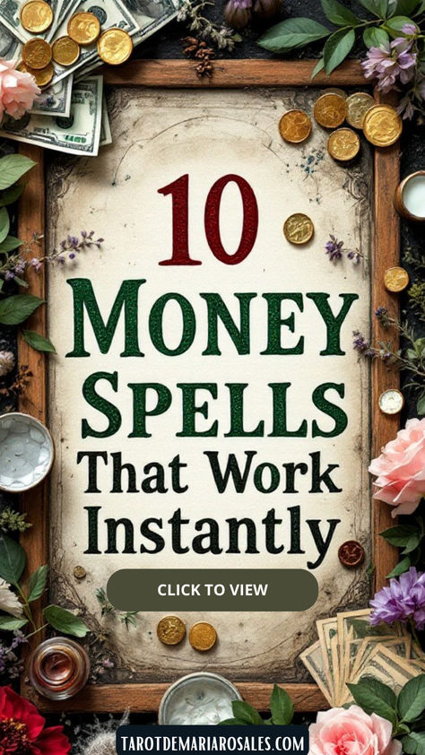 Attract abundance quickly with these 10 effective money spells that are designed to bring instant results. Whether you're seeking financial luck, a boost in income, or just a little extra cash, these spells can help manifest your desires. Tap into the power of magic and start seeing your wealth grow today! 🌙🔮 Money Spell Ritual, Money Spells Witchcraft, Ways To Manifest Money, Money Luck Spell, Spells To Attract Money, Spell For Prosperity, Sigil For Money And Wealth, Black Magic Spells Money, Manifesting Money Spell