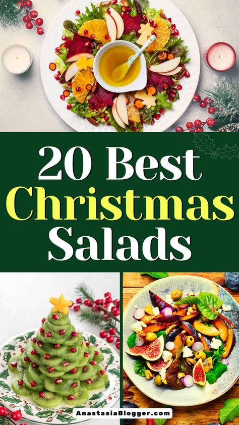 Best Christmas Salad Recipes Souper Salad Gingerbread Recipe, Christmas Salad Bar Ideas, Summer Christmas Salad, Xmas Salads Ideas, Christmas Tree Salad Ideas, Holiday Salad Recipes Christmas Dinners, Winter Salads For Parties Entertaining, Christmas Day Salad Ideas, Winter Lettuce Salad