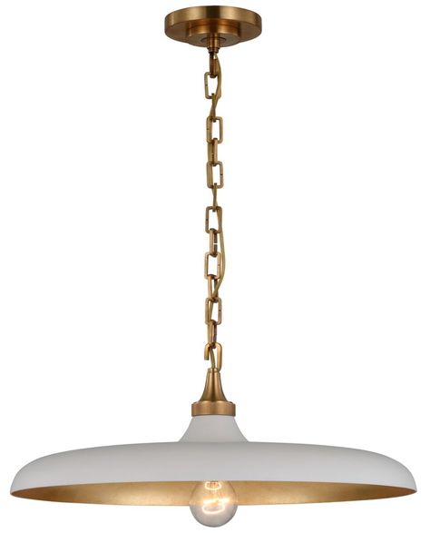 Thomas O'Brien for Visual Comfort - Piatto Medium Pendant, Brass/Plaster White | One Kings Lane Visual Comfort Pendant, Piatto Pendant, Florida Kitchen, Thomas O'brien, Alexa Hampton, Pendant Fixture, Tech Lighting, Kitchen Redo, Kitchen Reno