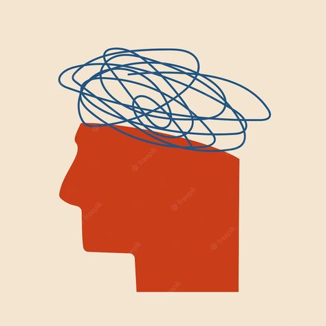 Premium Vector | A human head with a tangle of confused thoughts above it vector isolated illustration psychological health concept Confused Thoughts, Confused Feelings, Human Head, Typography Poster Design, Emotional Skills, Human Emotions, Under Pressure, Phone Themes, Advertising Design