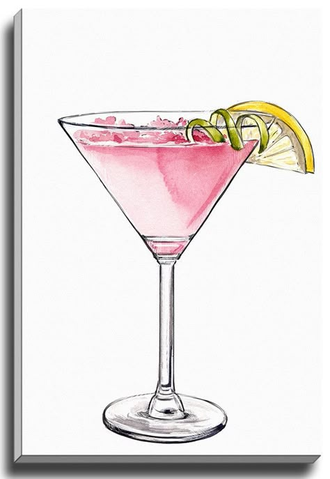 Gatsby Painting, Bar Pics, Cocktail Illustration, Watercolor Birthday Cards, Painting Birthday, Canvas Drawing, Art Drawings Sketches Pencil, Cocktail Art, Art Collage Wall