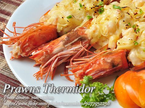 Prawns Thermidor | Panlasang Pinoy Meat Recipes Shrimp Thermidor, Baked Prawns Recipe, Prawn Thermidor, Baked Prawns, How To Cook Prawns, Prawns Recipes, Lobster Thermidor, Prawns Recipe, Seafood Bake