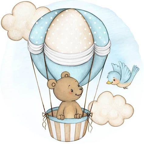 Cute watercolor bear on air balloon | Premium Vector #Freepik #vector #baby-bear #baby-shower-watercolor #cartoon-card #baby-shower-bear Teddy Bear Air Balloon, Vom Avea Un Copil, Teddy Bear Cartoon, Idee Babyshower, Baby Art Projects, Baby Teddy, Clipart Baby, Baby Frame, Baby Stickers