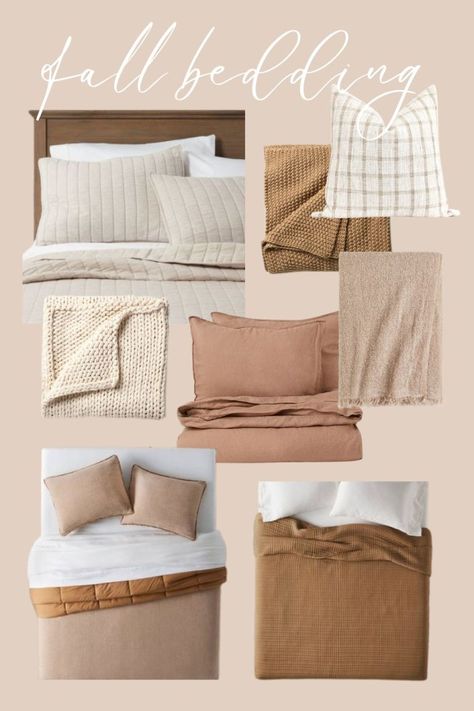 2023 Fall Bedding, Fall Bedroom Decor 2023, Cozy Fall Bedding, Target Bedding Ideas Layered, Fall Bed Sheets, Fall Bedding Bedrooms Cozy, Caramel Bedding, Camel Bedding, Fall Bedding Bedrooms