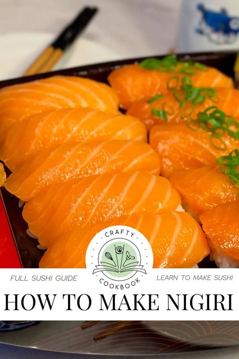 How to make nigiri sushi Salmon Nigiri Recipe, How To Make Nigiri Sushi, Homemade Nigiri, Nigiri Recipe, Pregnant Cravings, Shrimp Nigiri, Sushi Guide, Sushi Fillings, Japanese Food Photography