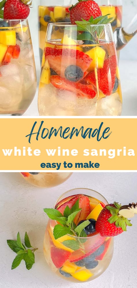 Easy White Sangria, Easy White Sangria Recipe, Vodka Sangria, Smoothie Station, Summertime Sangria, Wine And Fruit, Best Sangria Recipe, Summer Sangria Recipes, White Wine Sangria Recipe