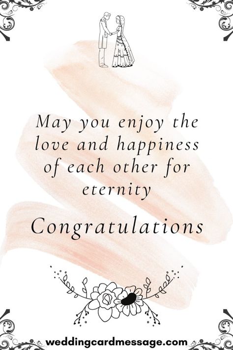 Send your love to the happy couple with these wedding wishes for the bride and groom. Let them know how happy you are for them on their big day Wedding Cards For Bride And Groom, Wedding Quotes For Sister, Congrats For Wedding Wishes, Wedding Messages To Bride And Groom Quote, Wedding Quotes To The Couple Inspiration, Wedding Messages To Bride And Groom Note, Bride To Be Wishes For Friend, Wedding Wish Card, Quotes Wedding Wishes