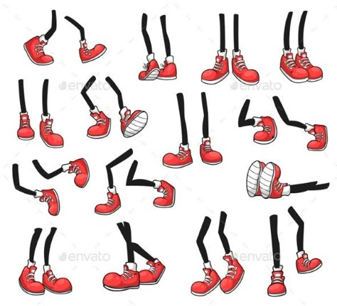 Isolated Cartoon Legs Human Comic Feet in Shoes Graffiti Design Ideas, Walking Sketch, Angry Character, Hands Cartoon, Cartoon Legs, Cartoon Features, Cake Icon, Sneakers Drawing, Feet Drawing