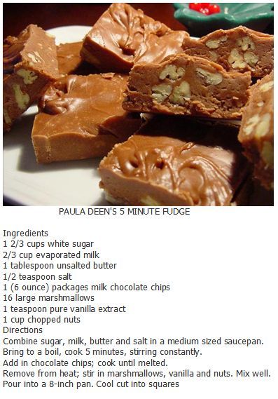 5 Minute Fudge, Paula Dean, Fudge Ingredients, Fudge Candy, Paula Deen Recipes, Oh Fudge, Fudge Recipes Easy, Homemade Fudge, Food Candy