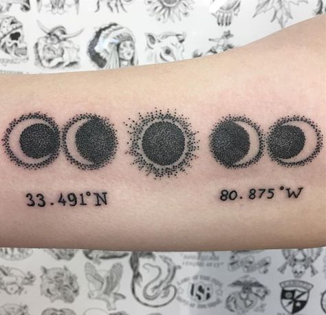 Eclipse Phases Tattoo, Eclipse Tattoo Design, Eclipse Tattoo Ideas, Solar Eclipse Tattoo Minimalist, Total Solar Eclipse Tattoo, Lunar Eclipse Tattoo, Solar Eclipse Tattoo, Eclipse Tattoo, Black Claws