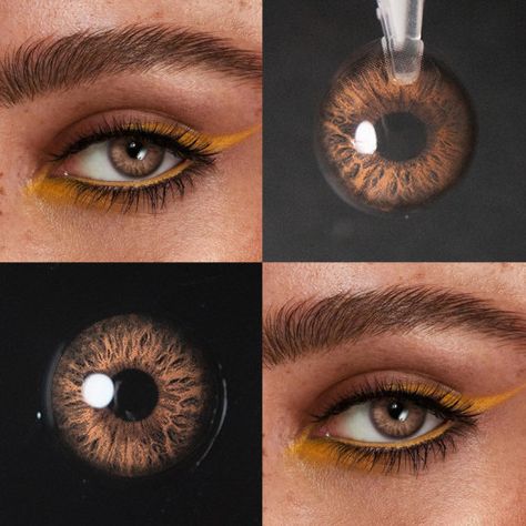 ‎ Lens Colour For Indian Skin, Brown Eye Contact Lenses, Light Brown Eye Color, Cool Contacts, Hazel Contacts, Brown Contact Lenses, Lashes Tutorial, Colored Eye Contacts, Eye Contacts