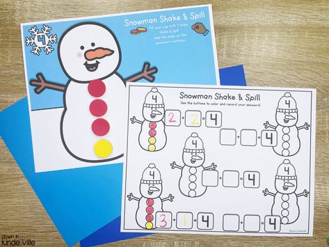 FREE Winter Shake and Spill Activity Shake And Spill To 5 Free, Shake And Spill Kindergarten Free, Shake And Spill, Kindergarten Shapes, Kindergarten October, Winter Math Activities, 120 Chart, Counting By 5's, Shapes Kindergarten