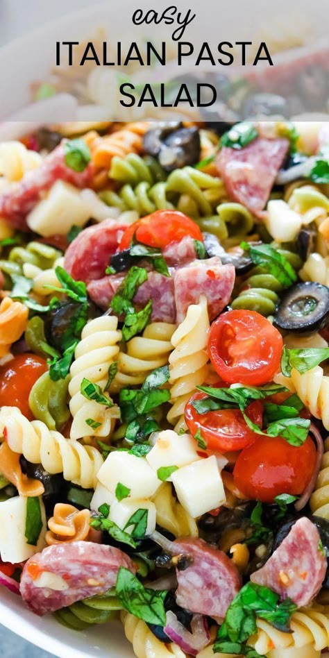 Easy Italian Pasta, Salad Taco, Easy Italian Pasta Salad, Salad Macaroni, Salad Quinoa, Salad Kale, Resep Pasta, Italian Pasta Salad, Resep Salad