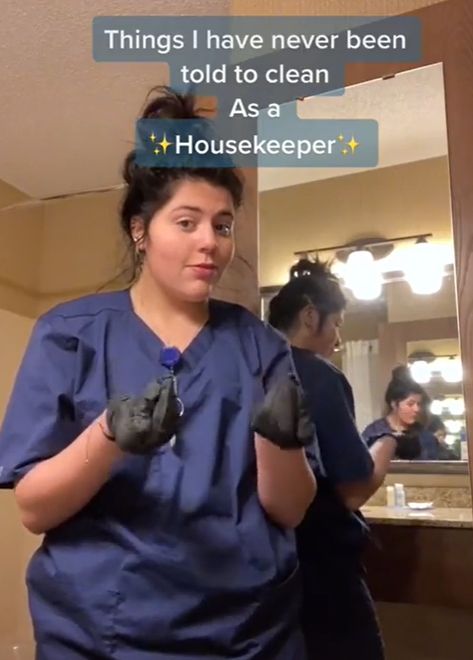 MOST people who have stayed in a hotel will have assumed it was cleaned prior to them arriving. But a hotel cleaner revealed there are five items in a room that she has never been told to clean. Elliana Madrid shared a video on Tiktok of her at work for her job as a cleaner […] Hotel Cleaning Hacks, Hotel Cleaning Kit, Hotel Housekeeping Tips, Hotel Housekeeping, Hotel Worker, Hotel Hacks, Hotel Cleaning, Best Cleaner, Housekeeping Tips