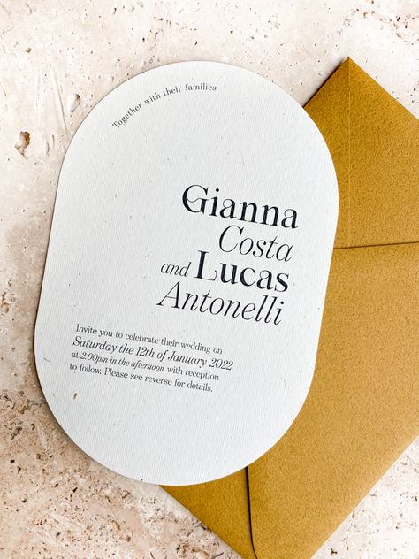 Oval Wedding Invitation, El Salvador Wedding, Die Cut Invitations, Travel Advertising Design, Organic Branding, Venice Wedding, Giveaway Ideas, Envelope Calligraphy, Travel Advertising