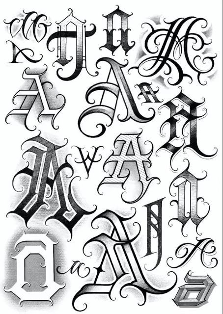 Beveled Letter Alphabet, Different Tattoo Lettering Styles, Calligraphy Tattoo Fonts Alphabet, Lettering Fonts Design Alphabet, Gothic Fonts Alphabet, Tattoo Script Alphabet, Chicano Art Lettering, Tattoo A Letter, Chicano Alphabet