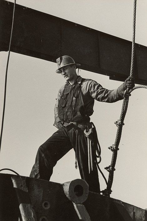 Men only: 8,300 workers came together to build the bridge, all of whom were men Iron Worker, Iron Workers, Bay Bridge San Francisco, Scale And Proportion, Steel Worker, Working Men, Construction Workers, White Building, Construction Worker