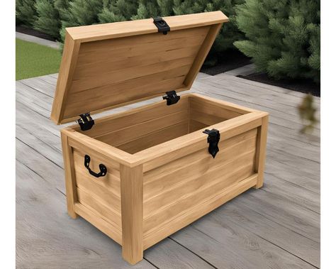 DIY Wooden Storage Chest Plans - Build a Sturdy and Stylish Outdoor Storage Box with Easy Step-by-Step Instructions by klashaus on Etsy