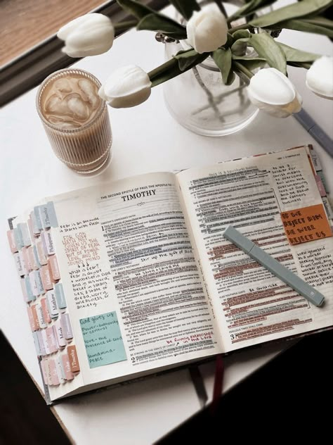 Gospel Study Aesthetic, New Bible Aesthetic, Vision Board Photos Bible Study, Bible Study Vision Board Pictures, Cute Bible Study Pictures, Bible Study Aesthetic Coffee, Devotional Asethic, Bible Journaling Vision Board, Bible Photos Aesthetic