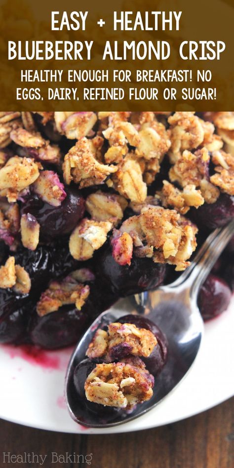 Blueberry Crisp With Oats, Blue Zone Dessert Recipes, Healthy Blueberry Cobbler, Apple Blueberry Crisp, Healthy Blueberry Desserts, Gluten Free Blueberry Crisp, Frozen Blueberry Recipes, Heart Healthy Desserts, Healthy Blueberry Recipes