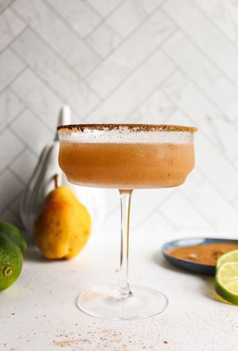 Fall Pear Margarita, Spiced Pear Margarita, Harvest Pear Margarita, Pear Margarita, Pear Margarita Recipe, Veggie Pasta Bake, Creamy Tuscan Chicken Recipe, Prickly Pear Margarita, Pear Cider