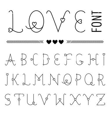 Image result for hand drawn valentines Letras Cool, Hand Lettering Alphabet Fonts, Love Font, Alfabet Font, Lettering Styles Alphabet, Bullet Journal Font, Heart Font, Journal Fonts, Writing Fonts