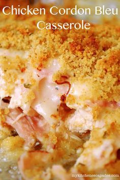 Chicken Cordon Bleu Casserole:  Yes, this is just as AMAZING as it looks.  Made from a rotisserie chicken so perfect for quick weeknight dinner! Chicken Cordon Bleu Casserole Recipe, Easy Chicken Cordon Bleu, Cordon Bleu Casserole, Chicken Cordon Bleu Casserole, Ground Beef Stroganoff, Quick Bites, Chicken Casseroles, Chicken Cordon, Chicken Cordon Bleu