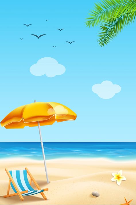 Summer Beach Beach Travel Background Template Beach Pictures Backgrounds, Beach Illustration Background, Beach Template Background, Travel Template Background, Summer Cartoon Wallpaper, Beach Cartoon Background, Beach Illustration Design, Summer Beach Illustration, Summer Beach Background