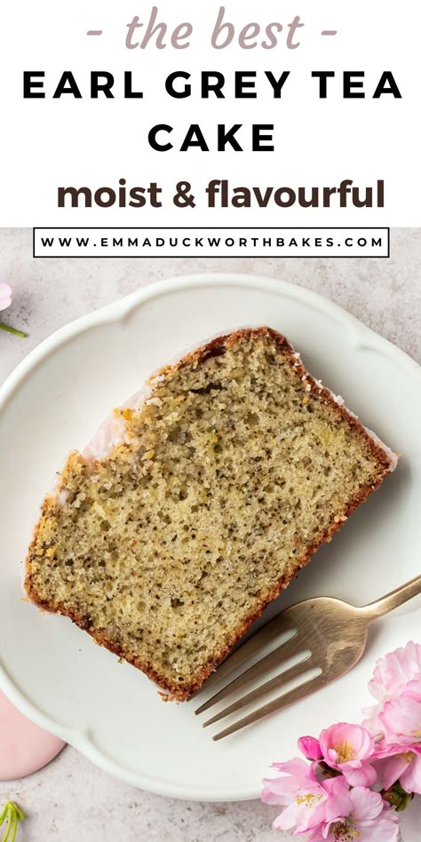 This Earl Grey Tea Cake Recipe will fast become your go-to option when looking for a simple, yet tasty cake. Made in one bowl, with no special equipment, the batter is infused with ground tea leaves for a fragrant, bergamot-scented bite. This may be the most delicious yet simple cake ever! Earl Grey Yogurt Cake, Early Grey Tea Cake, Earl Grey Pancakes, Baking With Tea Recipes, Earl Grey Cake Loaf, Earl Gray Tea Cake, Earl Grey Tea Bread, Easy Tea Cakes Simple, Gluten Free Earl Grey Cake