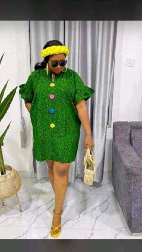 Two Yards Ankara Short Gown Styles, Simple Short Gowns Classy, Short Bubu Gown Styles, African Shift Dress, Kampala Gown Styles For Ladies, Ankara Shift Dress, Short Kaftan Dress, Simple Dress Styles, Bubu Gown Styles