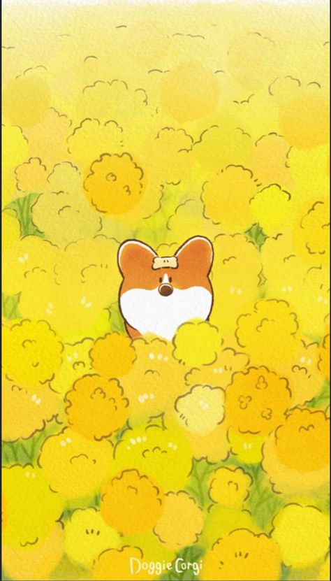 Doggie Corgi, Corgi Wallpaper, Corgi Cartoon, Z Wallpaper, Kawaii Background, Baby Illustration, Desktop Wallpaper Art, Cute Pastel Wallpaper, Foto Art