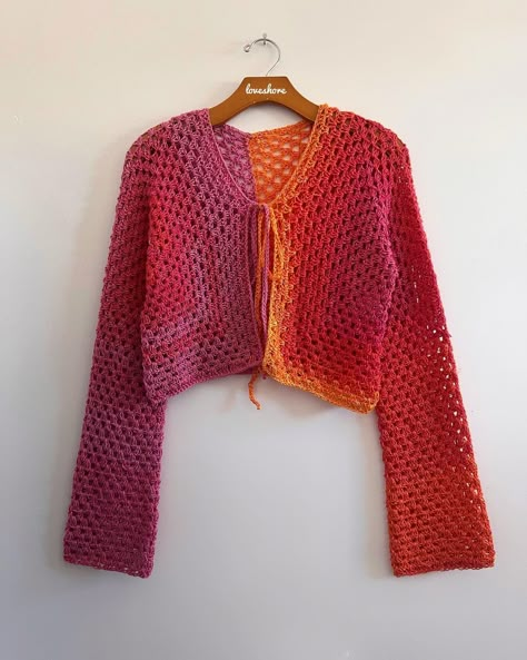 LOVESHORE | SUMMER SKIES 🏝️🌅🍹 This is the last summer cardigan and I wanted to try making a hexagon cardigan with long sleeves. Naming this after the… | Instagram Hobbii Yarn, Hexagon Cardigan, Crochet Cardigan Free, Blouse Tops Designs, Sunset Skies, Summer Skies, Baby Cardigan Pattern, Ombre Yarn, Crochet Baby Cardigan