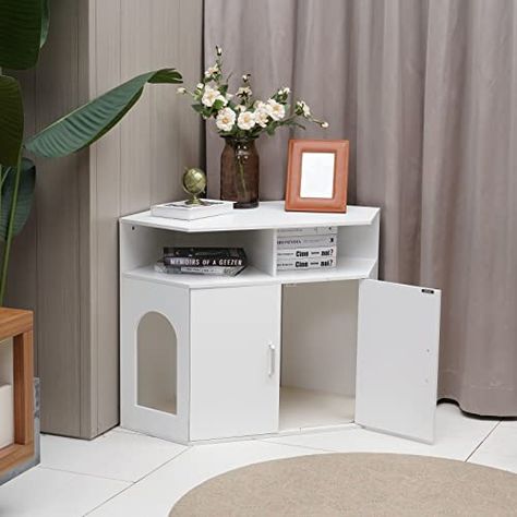 Cat Litter Box Ideas, Cat Litter Cabinet, Hiding Cat Litter Box, Hidden Litter Boxes, Cat Area, Functional Tv Stand, Cat Litter Box Enclosure, Litter Box Furniture, Litter Box Enclosure