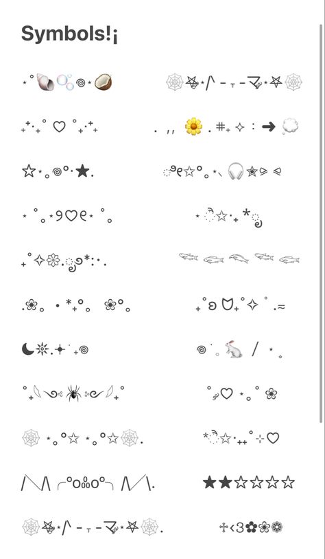 How To Make Aesthetic Letters, Fonts Emoji Aesthetic, Aesthetic Emjio Combo, Aesthetic Imogies, Emojis With Symbols, Symbols Combos Aesthetic, Aesthetic Symbols Caption, Angel Emoji Aesthetic, Recently Used Emojis Aesthetic