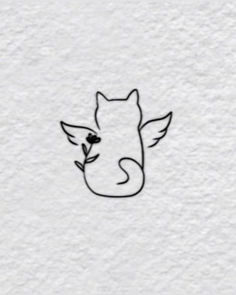 Remembering Cat Tattoo, Cat Heaven Tattoo, Cat Passing Tattoo, Simplistic Cat Tattoo, Cat Tattoo Designs Memorial, Cat Tattoos Memorial, Cat Paws Tattoo, Angel Cat Tattoo, Cat Remembrance Tattoo