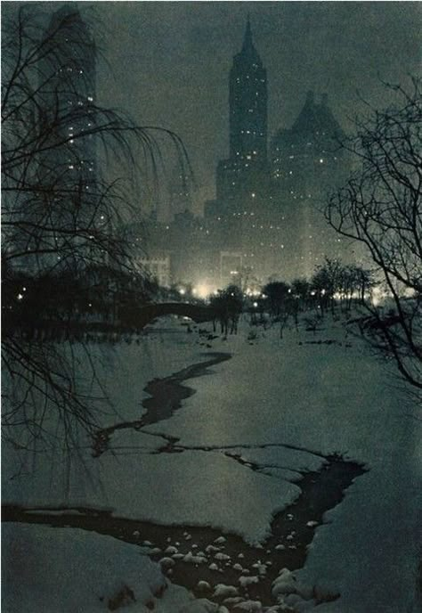 Night In The City, Albert Bierstadt, Snowy Night, City At Night, Piet Mondrian, Night Scene, To Infinity And Beyond, Winter Art, New York New York