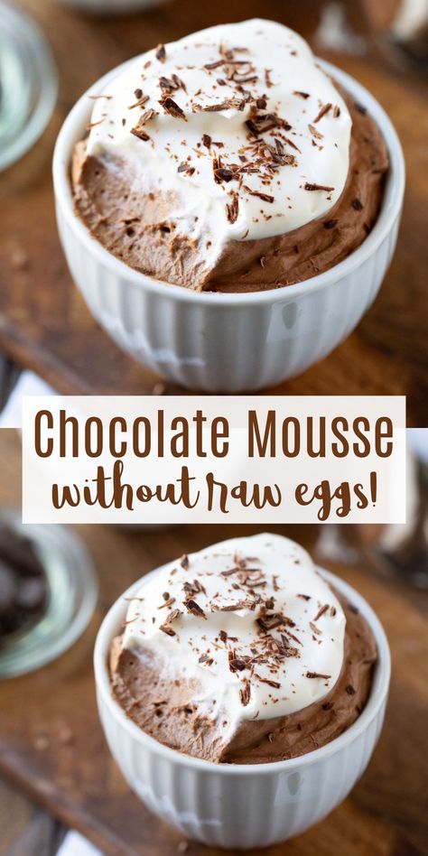 Easy Chocolate Mousse (No Raw Eggs!) - I Heart Eating Make Ahead Chocolate Mousse, No Egg Chocolate Mousse, Chocolate Mousse Without Eggs, Chocolate Cheesecake Mousse, Homemade Chocolate Mousse, Easy Chocolate Mousse Recipe, Mousse Recipes Easy, Choc Mousse, Easy Chocolate Mousse