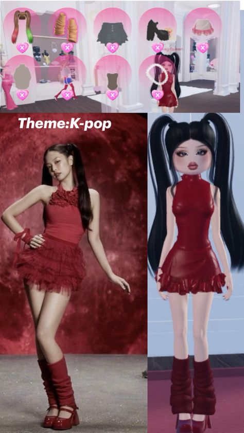 Kim K Dresses, Blackpink Dress, Fancy Dress Code, Kpop Dress, Kpop Theme, Big Dresses, Black And Pink Dress, Beautiful Braided Hair, Aesthetic Roblox Royale High Outfits