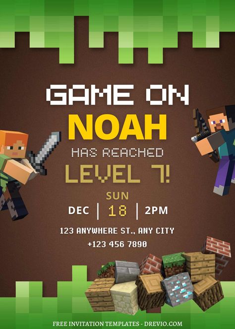 Nice FREE EDITABLE - 11+ Awesome Minecraft Canva Birthday Invitation Templates I'd never heard of Minecraft before this spring. My children are both over the age of ten, and I no longer watch a lot of children's programming. But, as his third birthday approached, my nephew decla... Free Minecraft Invitations Printables, Diy Minecraft Birthday Invitations, Minecraft Birthday Invitations Printable, Free Minecraft Birthday Invitations, Minecraft Bday Invitations, Minecraft Invitation Card, Minecraft Party Invitations Free, Mindcraft Party Invitations, Minecraft Party Invite