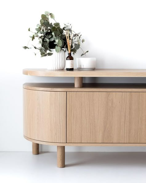 Japandi Credenza, Japandi Tv Cabinet, Floating Sideboard, Curved Credenza, Tv Console Rounded Edges, Curvy Sideboard, Japandi Credenza Design, Japandi Furniture, Scandi Living Room