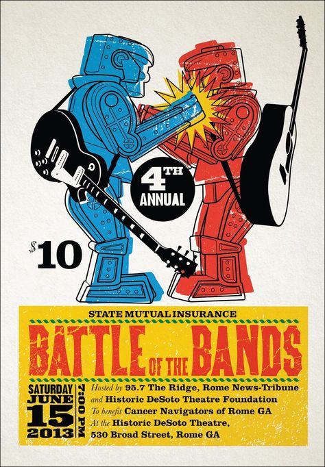 Battle of the Band poster by Billy Davis Band Competition Poster, Battle Of The Band Poster, Rap Battle Poster, Fundraiser Poster Ideas, Reunion Design, Battle Of The Bands, Disco Aesthetic, Concert Poster Design, Band Poster