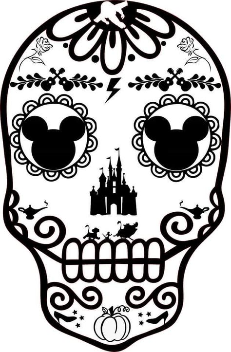 Disney Stencils, Disney Castle Svg, Mickey Mouse Classroom, Vinyl Clothes, Cricut Patterns, Skull Coloring, Castle Svg, Sugar Skull Artwork, Fun Tattoos